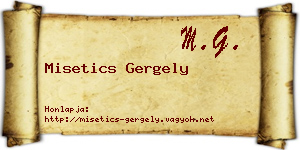 Misetics Gergely névjegykártya